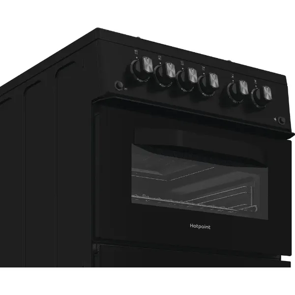 Hotpoint HDG5GCB 50cm Gas Double Cooker - Black_controls