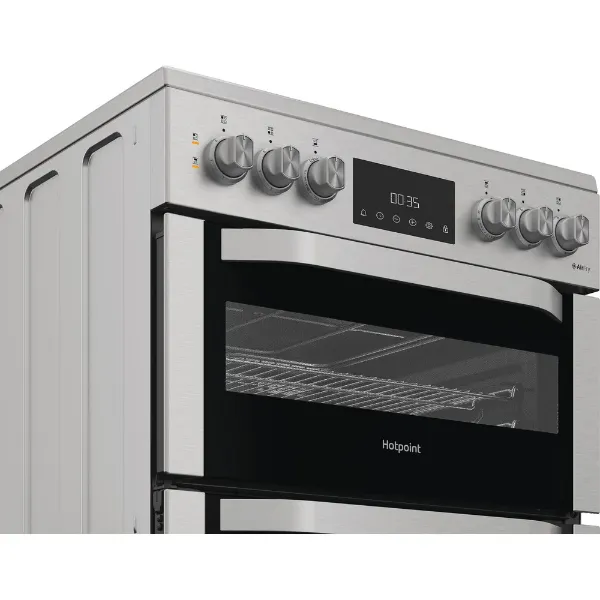Hotpoint HDE6VDCAX 60cm Electric Double Cooker with Air Fry - Stainless Steel_knobs