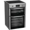 Hotpoint HDE6IDC2X 60cm Electric Double Cooker with Induction Hob - Stainless Steel_angled view