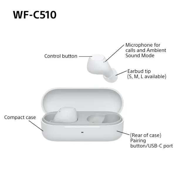 Sony WFC510W.CE7 Wireless In ear headphones - White_parts