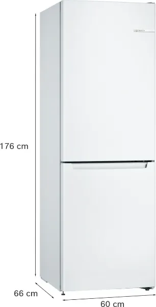 Bosch KGN33NWEBG Series 2 Free-standing fridge-freezer with freezer at bottom 176 x 60 cm White, Total No Frost dimensions