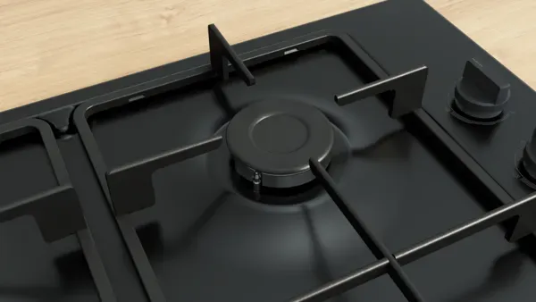 Bosch PBP6B6K60 Series 2, Gas hob, 60 cm, Enamel, Black hob