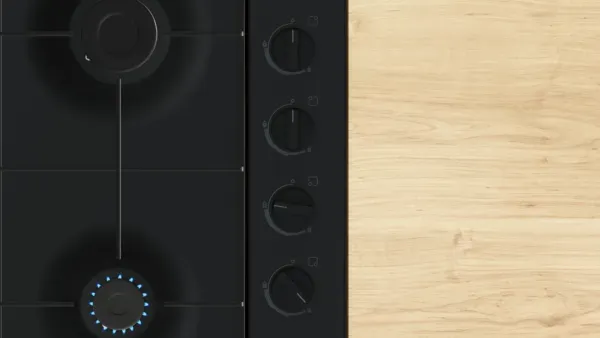 Bosch PBP6B6K60 Series 2, Gas hob, 60 cm, Enamel, Black controls