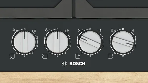 Bosch PCP6A6I90 Series 6, Gas hob, 60 cm, Enamel, Black controls