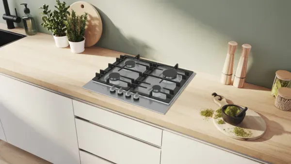 Bosch PCP6A5I90 Series 6, Gas hob, 60 cm, Stainless steel main 2