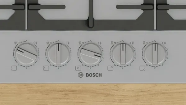 Bosch PCQ7A5I90 Series 6, Gas hob, 75 cm, Stainless steel controls