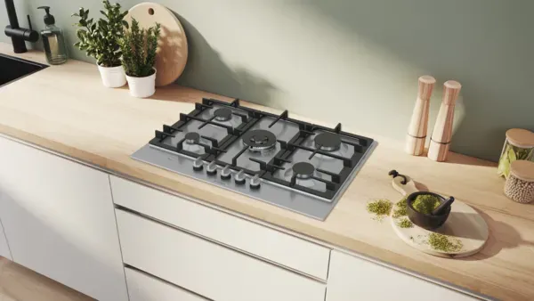 Bosch PCQ7A5I90 Series 6, Gas hob, 75 cm, Stainless steel main 2