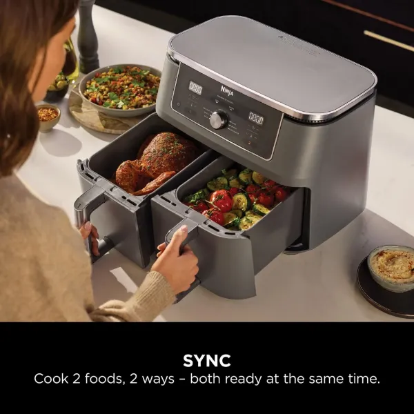Ninja DZ400UK 9.5 litre MAX 6-in-1 Dual Zone Air Fryer - Gun Metal Grey_drawers