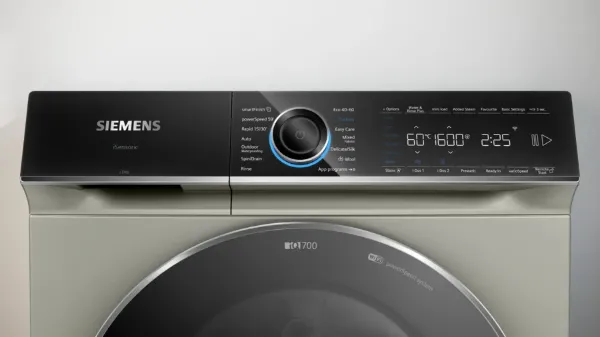 Siemens WG56B2A3GB iQ700 10kg 1600 Spin Washing Machine in Silver Inox_controls