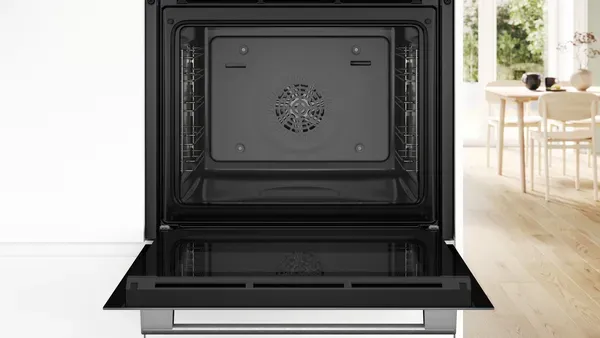 Bosch HQA534BW3B Series 4, Built-in oven with added steam function, 60 x 60 cm, White open