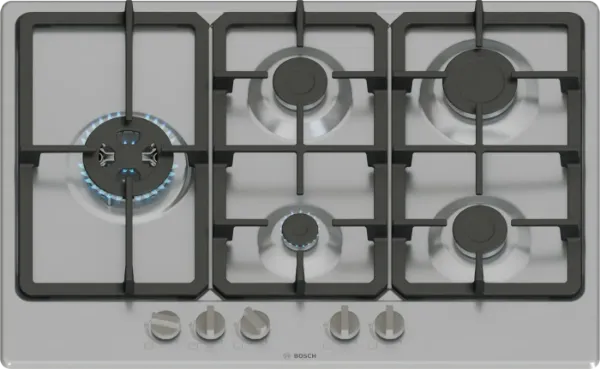 Bosch PGM7B5K90 Series 4, Gas hob, 75 cm, Stainless steel