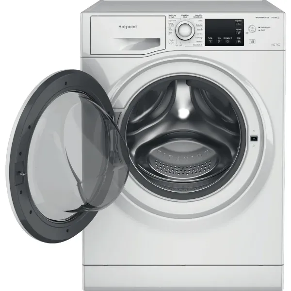 Hotpoint Anti-Stain NDB11724WUK 11+7KG White Freestanding Washer Dryer open