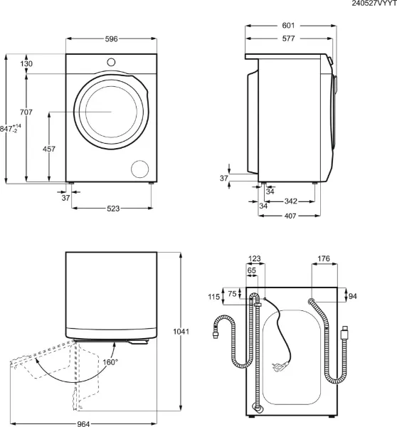 AEG LFR62844B 8kg 1400 Spin  Washing Machine - White_dimensions