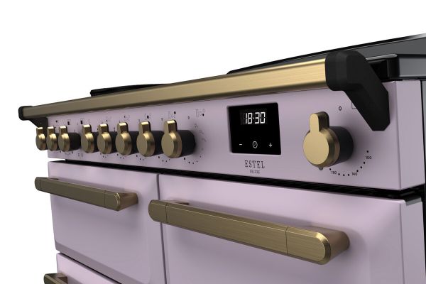 Rangemaster 18235 Estel Deluxe 100 Induction Range Cooker in Heather with Antique Brass Trim - ESDL100EIPHTH/AB1_controls
