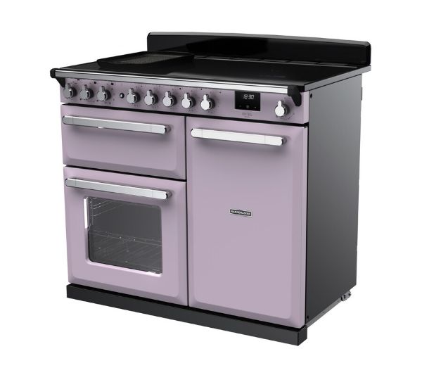 Rangemaster 17859 Estel Deluxe 100 Induction Range Cooker in Heather with Chrome Trim - ESDL100EIPHTH/CM1_angled view