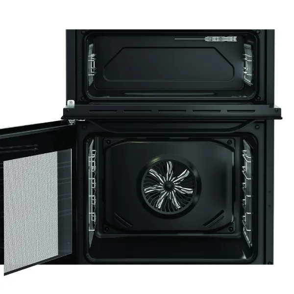 Hotpoint HDE6VDC2B1 60cm Double Oven Electric Cooker with Ceramic Hob - Black_interior without shelves