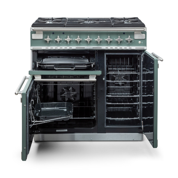 Rangemaster 127110 Elise 90 Dual Fuel Range Cooker in Mineral Green with Brushed Nickel Trim - ELS90DFFMG/inside
