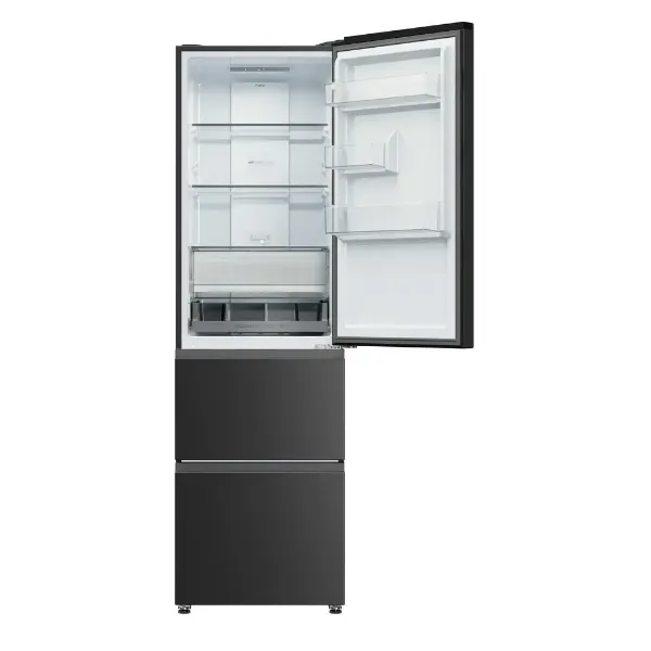 Haier HTR3518ENMTK Freestanding Fridge Freezer in Black
