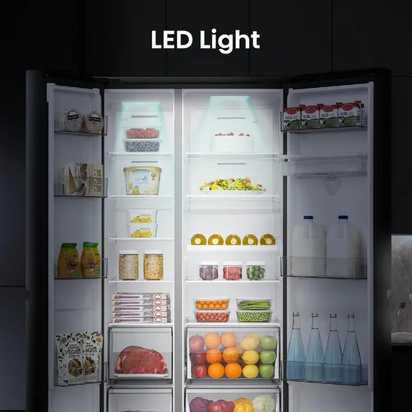 Hisense RS840N4WFE 60/40 91cm Frost Free American Fridge Freezer - Black Stainless Steel_led light