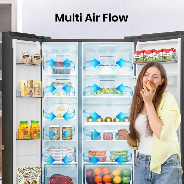 Hisense RS840N4WFE 60/40 91cm Frost Free American Fridge Freezer - Black Stainless Steel_multi air flow