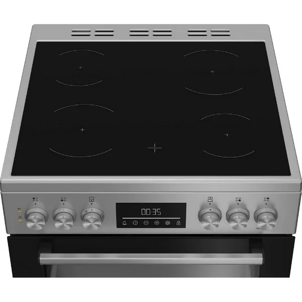 Beko EDC6731S 60cm Double Oven Electric Cooker with Vitroceramic Hob - Silver_hob