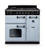 Rangemaster 14153 Classic 90 Dual Fuel Range Cooker in Misty Blue with Chrome Trim - CL90DFPMSB/CM1