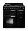 Rangemaster 14536 Classic Deluxe 90 Dual Fuel Range Cooker in Gloss Black with Chrome Trim - CLDL90DFPGBL/CM1