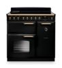 Rangemaster 18275 Classic Deluxe 90 Induction Range Cooker in Gloss Black with Antique Brass Trim - CLDL90EIPGBL/AB1