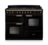 Rangemaster 18323 Classic Deluxe OC 110 Dual Fuel Range Cooker in Gloss Black with Antique Brass Trim - CLDLO110DFPGBL/AB1
