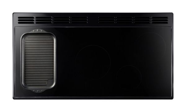 Rangemaster 14677 Classic Deluxe 100 Induction Range Cooker in Pale Cream with Chrome Trim - CLDL100EIPPCR/CM1_hob from above