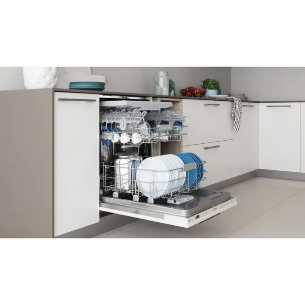 Indesit DIO 3T131 FE UK  Full Size Integrated Dishwasher with 14 Place Settings open 4