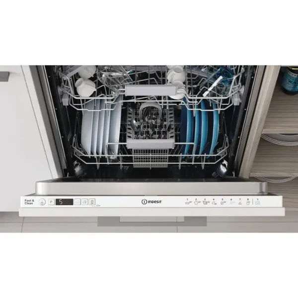 Indesit D2I HD526 UK Push&Go Full Size Integrated Dishwasher - White - 14 Place Settings - E Rated open 2