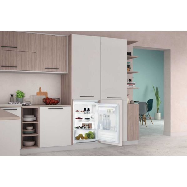 Indesit INS 9012 Low Frost Integrated Fridge - White - Holds 8 Shopping Bags - E Rated open