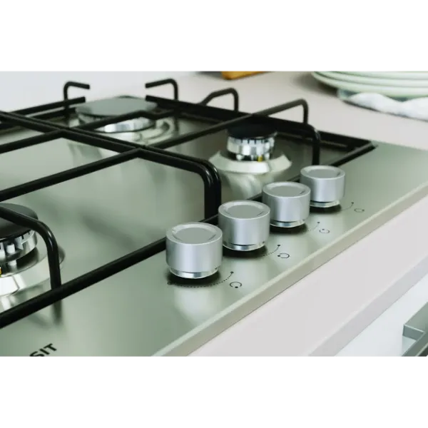 Indesit THP 642 IX/I 1 58cm Gas Hob - Stainless Steel controls