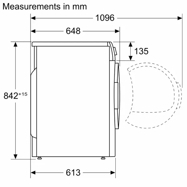 Siemens WQ46H2D9GB Heat Pump Tumble Dryer in White_measurements