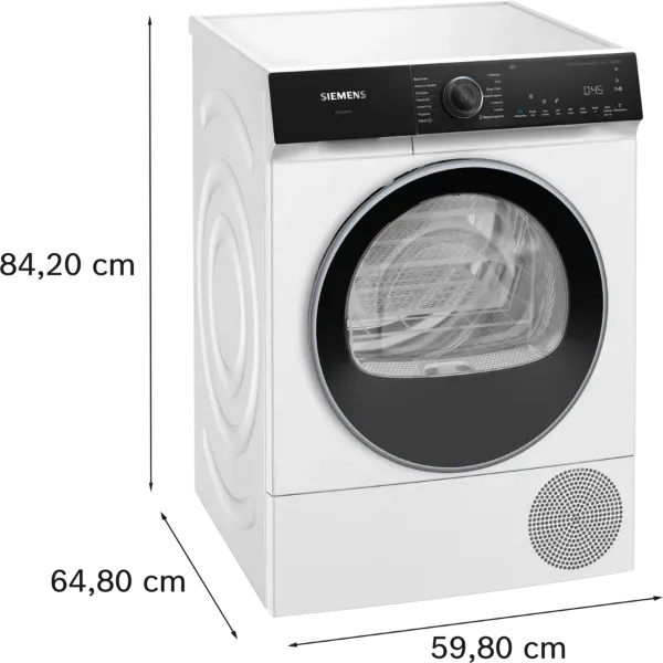 Siemens WQ46H2D9GB Heat Pump Tumble Dryer in White_dimensions