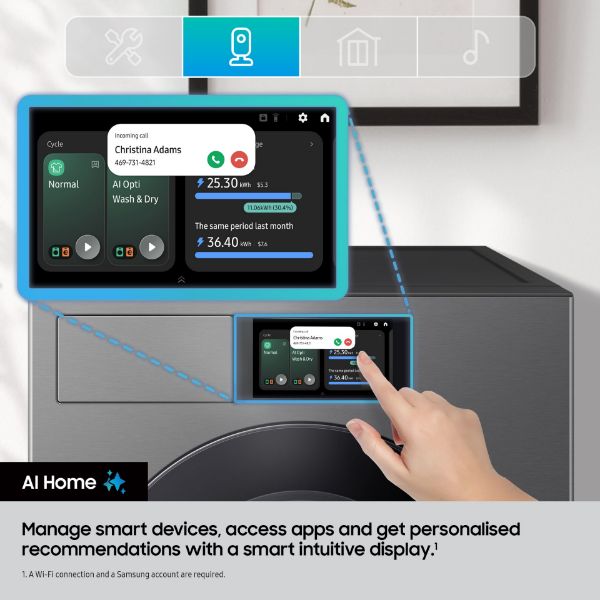 Samsung WF90F09C4SU1 Series 9 AI Home 9kg 1400 Spin Smart Washing Machine - Silver_ai