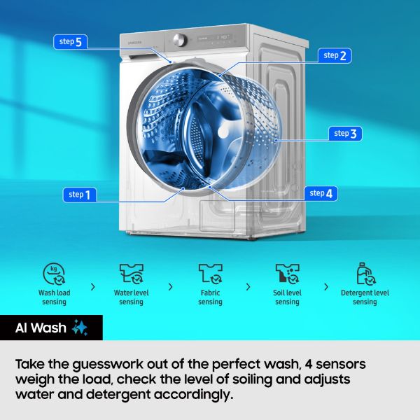 Samsung WW90DG6U85LBU1 Series 6 AI Energy 9kg 1400 Spin Smart Washing Machine - Black_ai wash