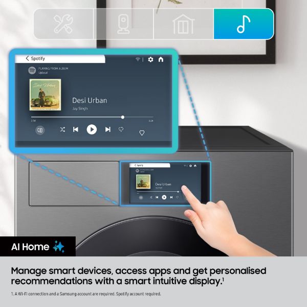 Samsung DV90F09F4SU1  Series 9 AI Home 9kg Heat Pump Tumble Dryer - Dark Grey_ai home