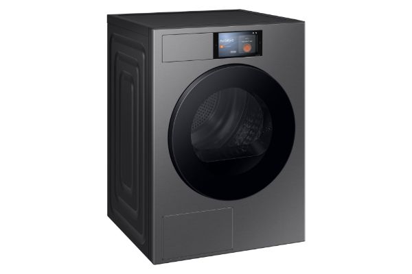 Samsung DV90F09F4SU1  Series 9 AI Home 9kg Heat Pump Tumble Dryer - Dark Grey_angled view