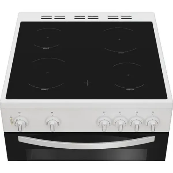 Indesit IDE6VMW 60cm Electric Double Cooker with Ceramic Hob - White_hob