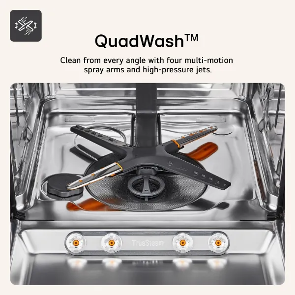 LG DB476TXS 14 Place Setting TrueSteam™ Full Size Integrated Dishwasher_quadwash
