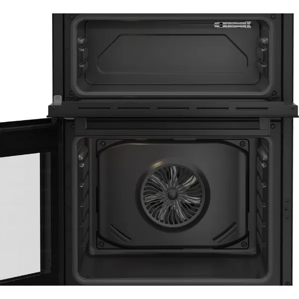 Beko EDC6731K 60cm Double Oven Electric Cooker with Vitroceramic Hob - Black_interior empty