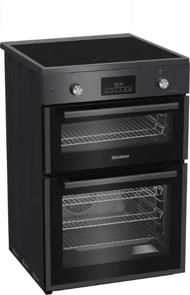 Blomberg HIRN651N 60cm Double Oven Electric Cooker with Induction Hob - Anthracite_angled view