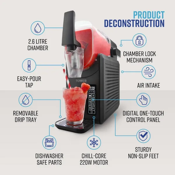 Tower T19058 2.6l Frozen Drink Slushi Maker - Black_product deconstruction