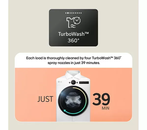 LG F4X7009TBB 9kg 1400 Spin AI Direct Drive Washing Machine in Black_turbowash