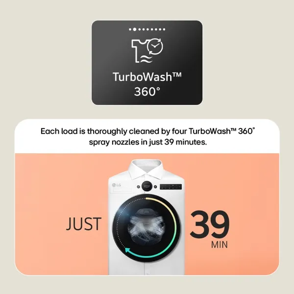 LG F4X7011TBB 11kg 1400 Spin AI Direct Drive Washing Machine in Black_turbowash 360