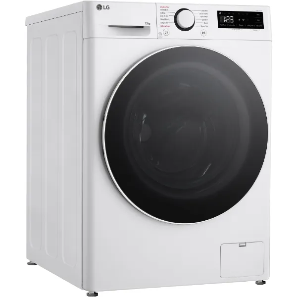 LG F4Y513WWLN1 13kg 1400 Spin AI Direct Drive Washing Machine - White_front angled view