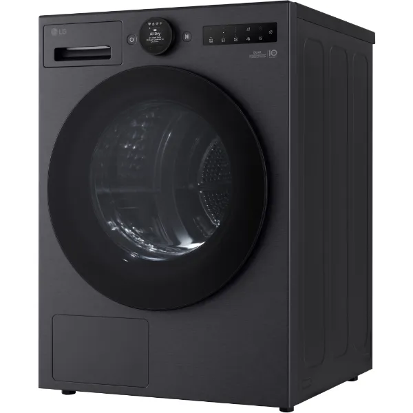 LG RHX7010TBB 10kg DUAL Inverter Heat Pump™ Dryer in Black_angled view