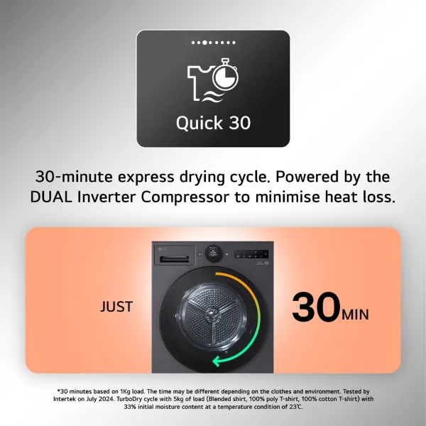 LG RHX7010TWB 10kg DUAL Inverter Heat Pump™ Dryer in White_quick 30